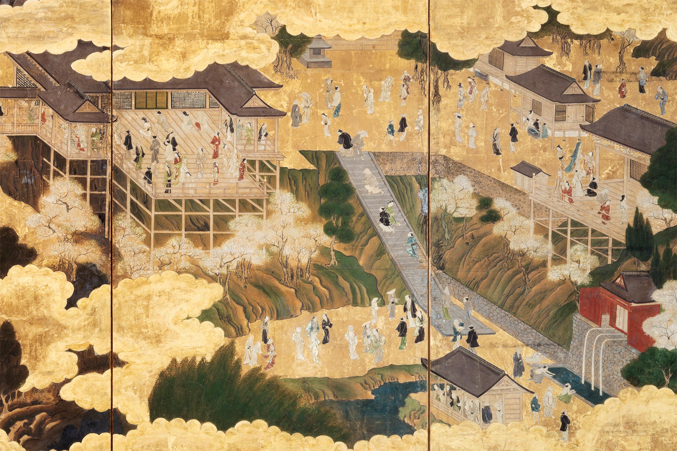 Folding Screen with the Painting of Kiyomizu-dera Temple Grounds (17th century)