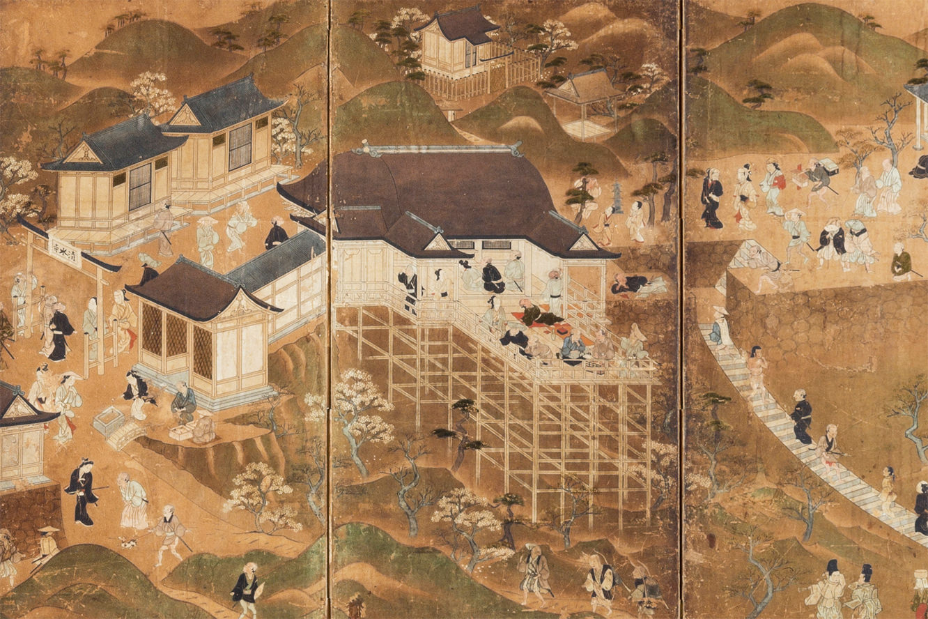 Folding Screen with the Painting of Amusements in Kiyomizu (17th century)